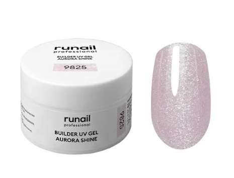 RUNAIL, Моделирующий УФ-гель c шиммером BUILDER UV GEL AURORA SHINE, 15 г №9825