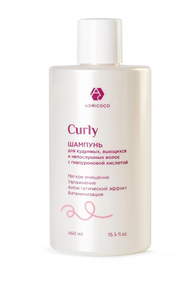 ADRICOCO CURLY, Шампунь для кудрявых, вьющихся с гиалуроновой кислотой, 460 мл