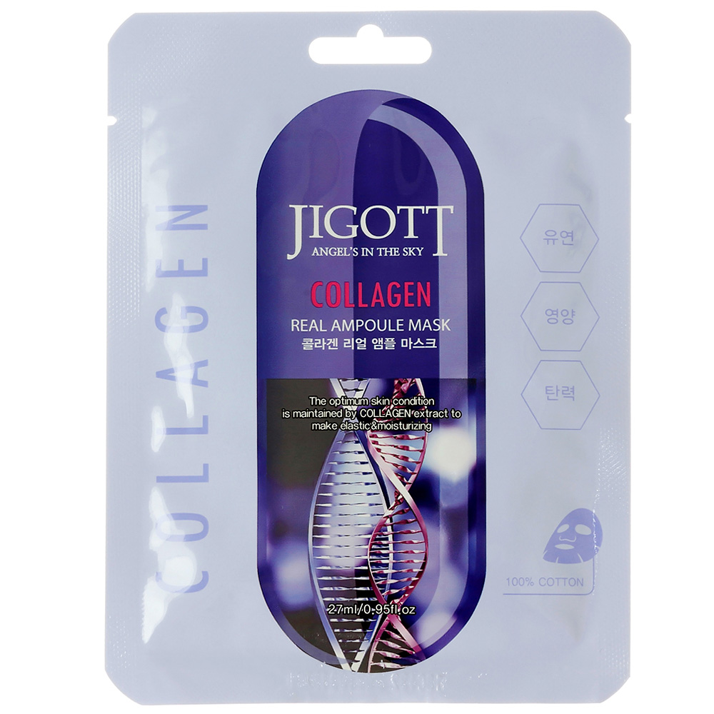 JIGOTT, Тканевая маска для лица КОЛЛАГЕН COLLAGEN Real Ampoule Mask, 27 мл, арт.280160