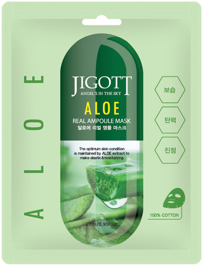 JIGOTT, Тканевая маска для лица АЛОЭ ALOE Real Ampoule Mask, 27 мл, арт.280269