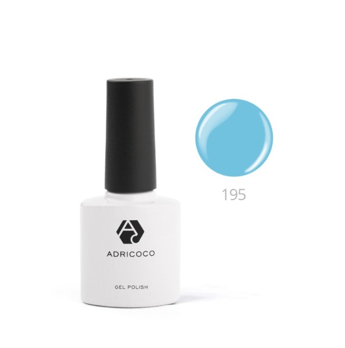 ADRICOCO, Цветной гель-лак №195 аквамарин, 8 мл