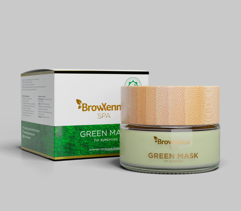 BrowXenna, Зеленая маска для бровей, 15 мл