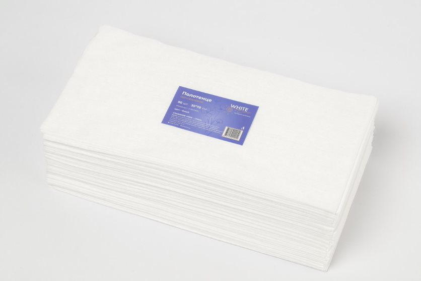 White Line, Полотенце малое 35*70, спанлейс, белый 50 шт ПАЧКА