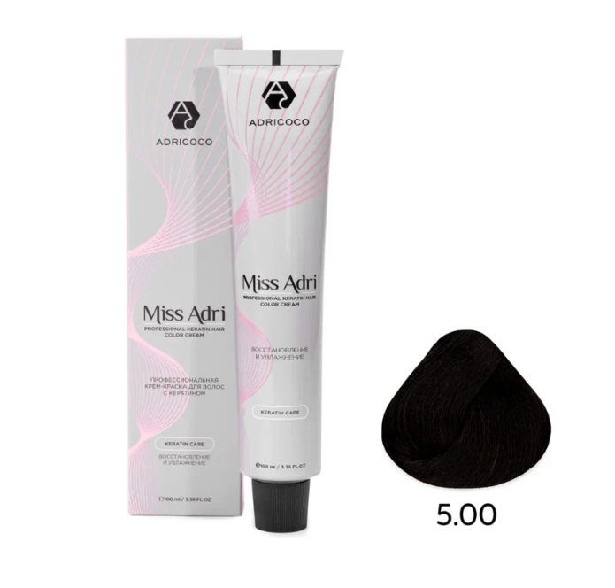 ADRICOCO Miss Adri, Крем-краска для волос 5.00 Светлый коричневый интенс, 100 мл