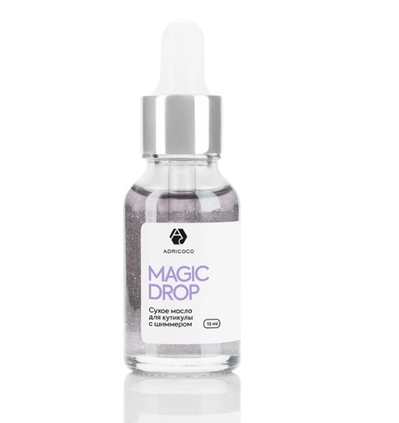 ADRICOCO, Сухое масло для кутикулы  Magic Drop с шиммером (маршмеллоу), 30 мл