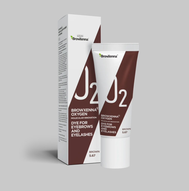 BrowXenna OXYGEN J2, Краска для бровей и ресниц BROWN (коричневый) #5.67, 15 мл Ч/З