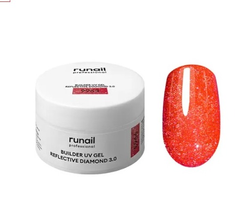 RUNAIL, Моделирующий УФ-гель cветоотражающий  BUILDER UV GEL PERFECTIV DIAMOND 3.0, 15 г №9963