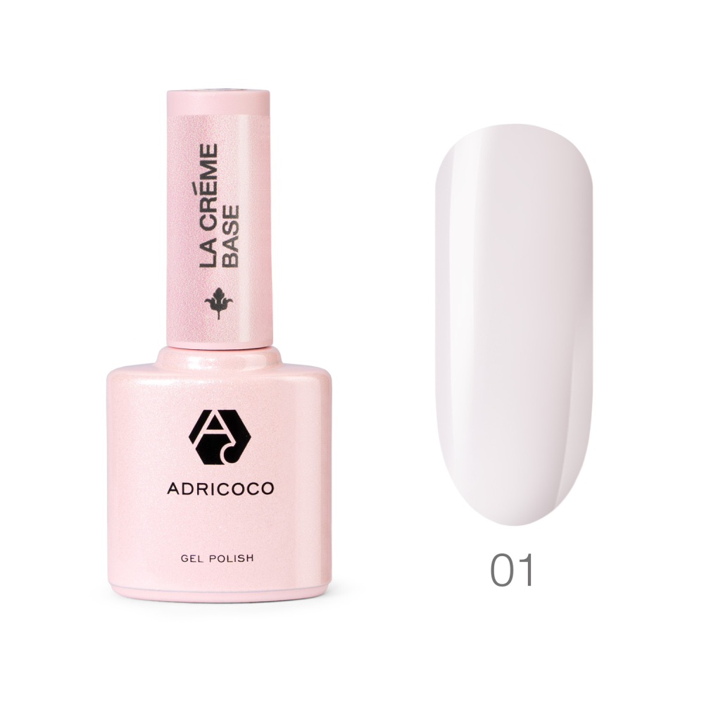 ADRICOCO, Камуфлирующая база, La creme base №01 - молочный белый, 10 мл