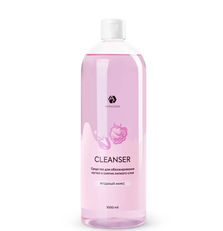ADRICOCO, Средство для обезжиривания ногтей и снятия липкого слоя с ароматом "Ягодный микс", 500 мл