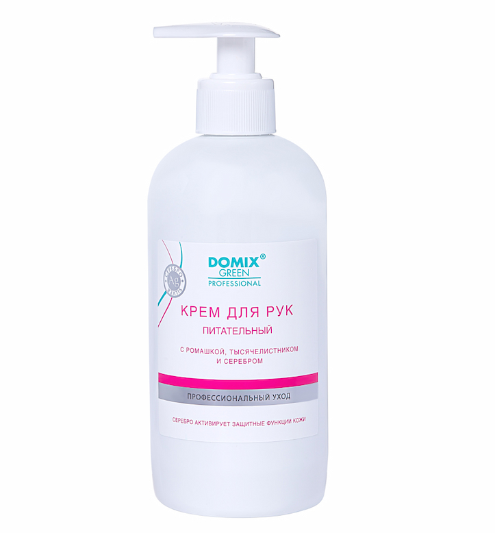 DOMIX GREEN, Крем для рук питательный с ромашкой, тысячелистником и серебром, 500 мл