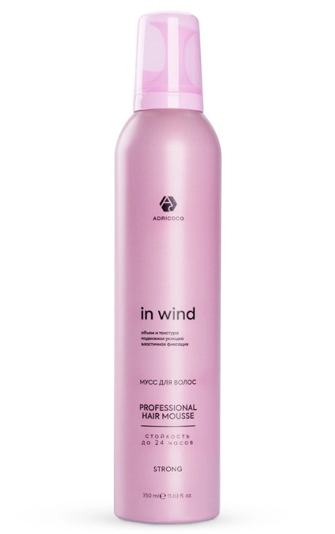 ADRICOCO In Wind, Профессиональный мусс для укладки волос «Сильная фиксация», 350 мл
