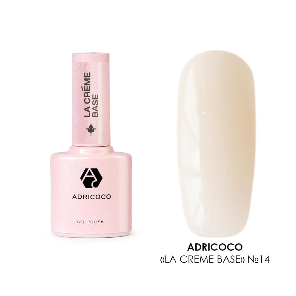 ADRICOCO, Камуфлирующая база, La creme base №14 - светло-бежевый с шиммером, 10 мл