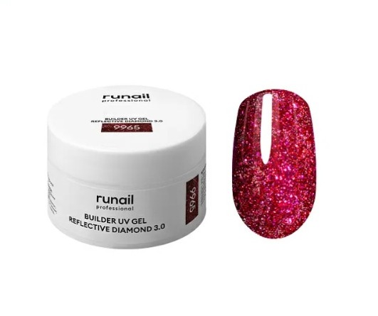 RUNAIL, Моделирующий УФ-гель cветоотражающий  BUILDER UV GEL PERFECTIV DIAMOND 3.0, 15 г №9965