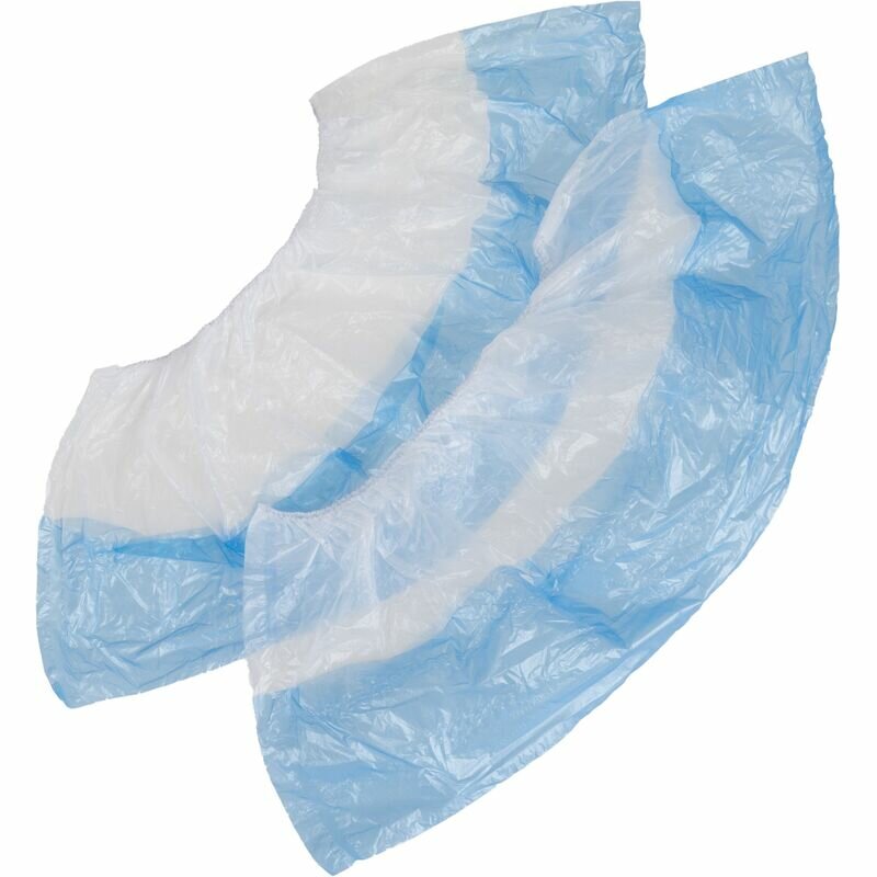 ЭЛИТ, Бахилы полиэтиленовые двойные бело-голубые, 50 пар