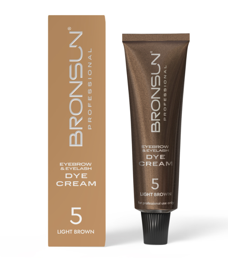 BRONSUN NEW FORMULA, Гель-краска для ресниц и бровей, цвет светло-коричневый #5, 15 мл Ч/З