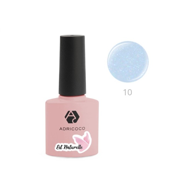 ADRICOCO Est Naturelle, Гель-лак №10 камуфлирующий голубой с шиммером, 8 мл