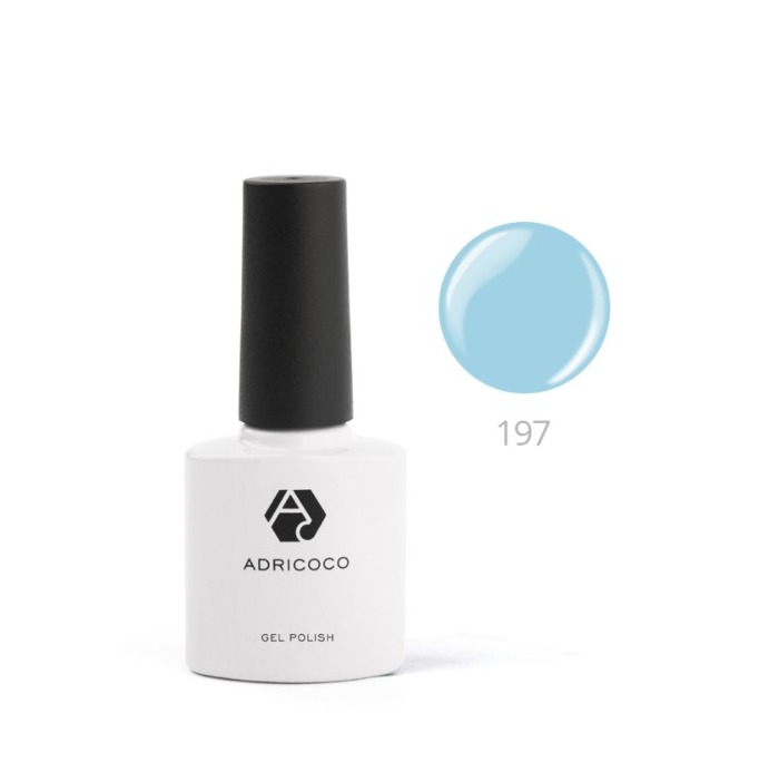 ADRICOCO, Цветной гель-лак №197 небесно-голубой, 8 мл