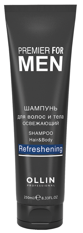 OLLIN PREMIER FOR MEN, Шампунь для волос и тела освежающий, 250 мл