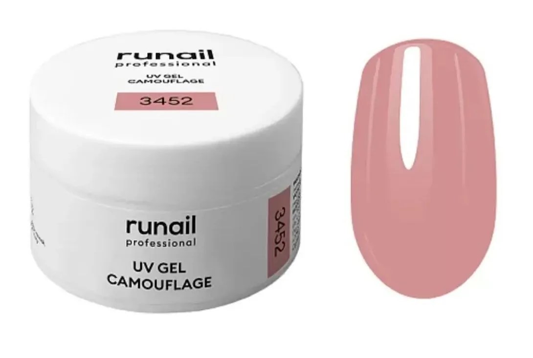 RUNAIL, Камуфлирующий УФ-гель (цвет: Ягодное мороженое), 15 г №3452 Ч/З