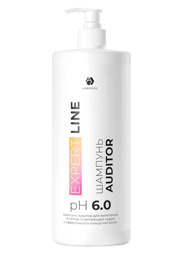 ADRICOCO EXPERT LINE, Шампунь-аудитор для выявления остатков осветляющей пудры (рН 6,0), 1000 мл