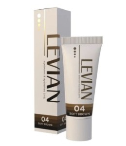 Levian, Краска для ресниц и бровей, цвет Soft Brown (осветляющая на 1-2 тона) #04, 15 мл