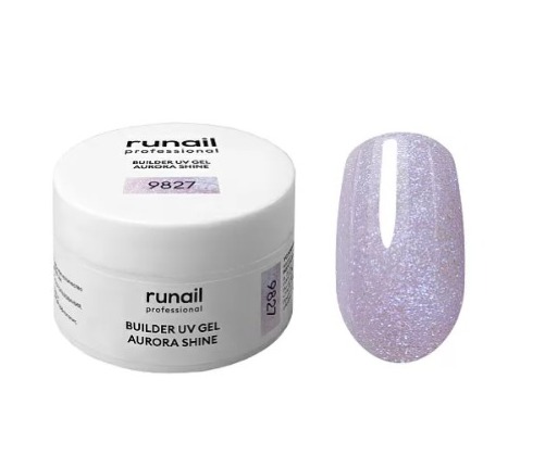 RUNAIL, Моделирующий УФ-гель c шиммером BUILDER UV GEL AURORA SHINE, 15 г №9827