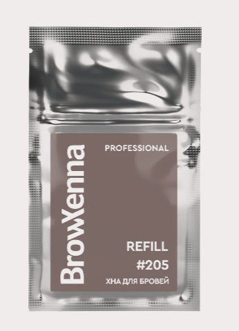 BrowXenna, Хна для бровей #205, темно-русый, (midi-саше), 3 г, 1 шт.