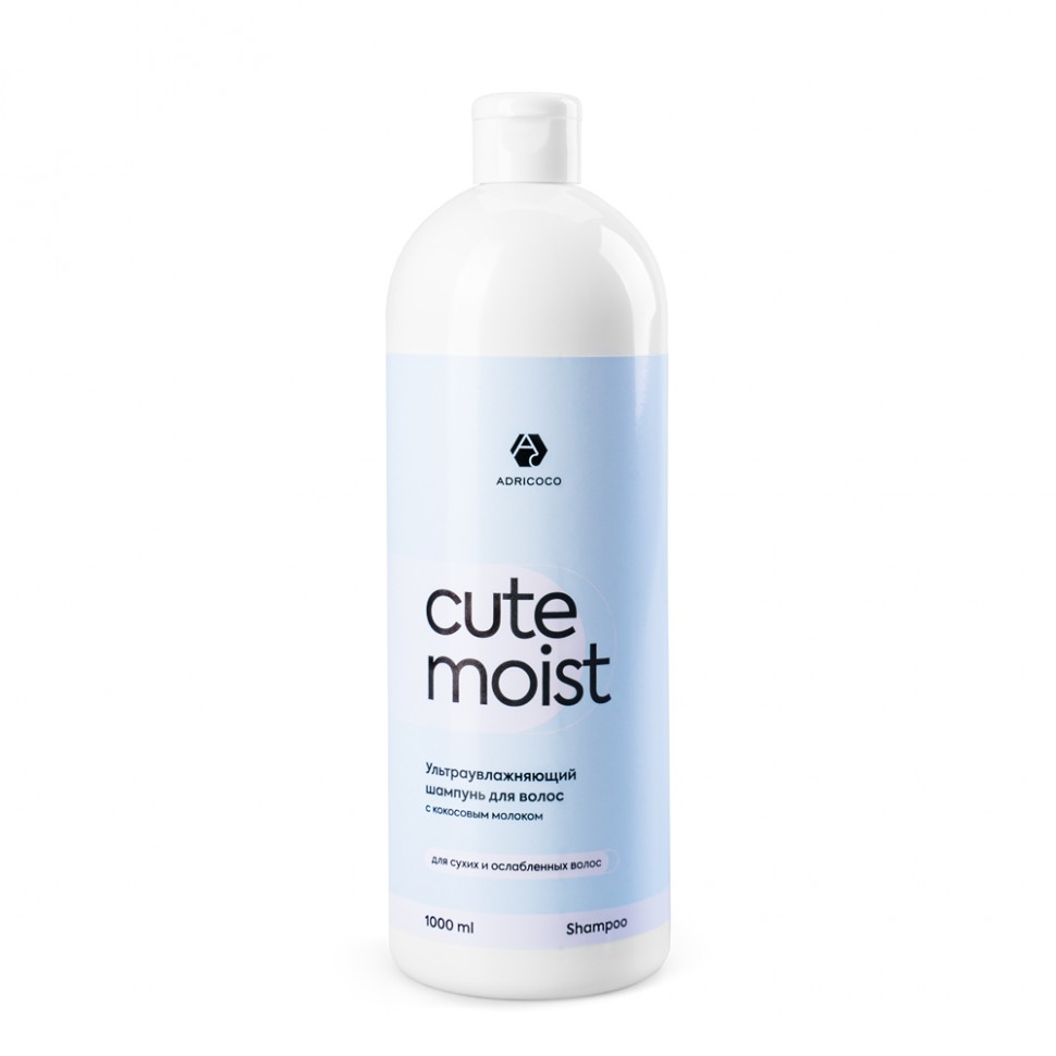 ADRICOCO CUTE MOIST, Ультраувлажняющий шампунь для волос с кокосовым молоком, 1000 мл