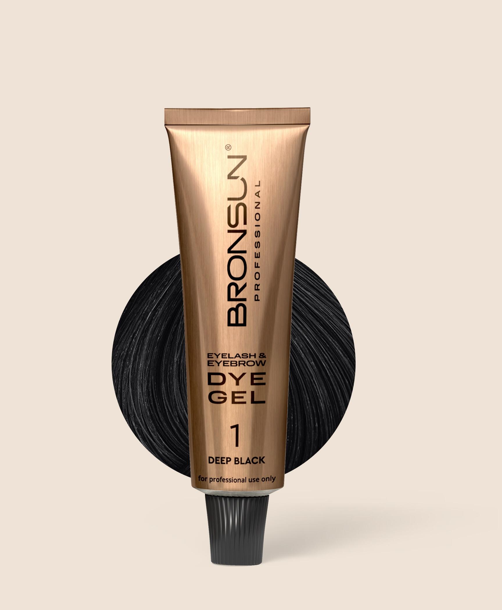 BRONSUN, NEW FORMULA, Гель-краска для ресниц и бровей, цвет черный #1, 15 мл (Ч/З)