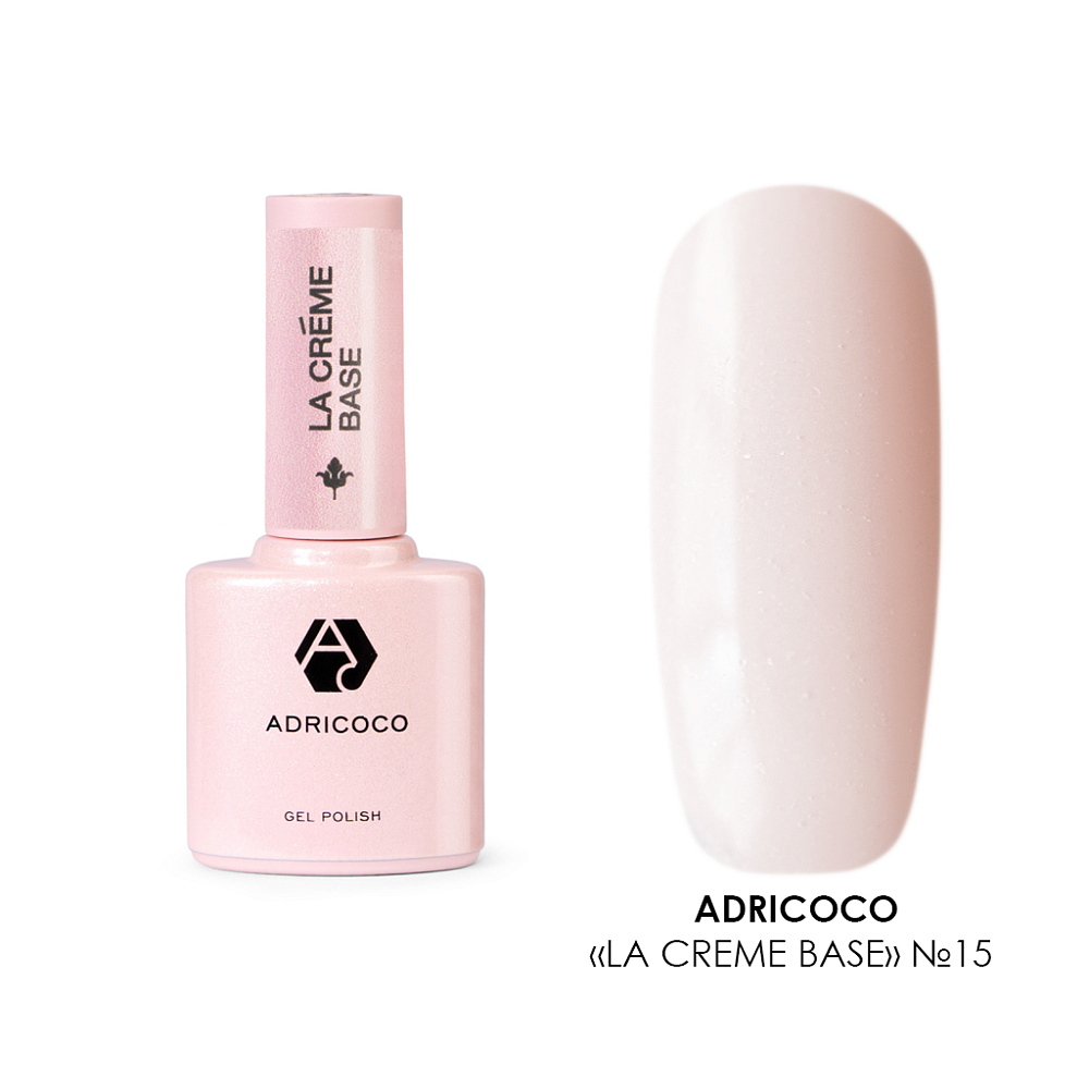 ADRICOCO, Камуфлирующая база, La creme base №15 - натуральный пудровый с шиммером, 10 мл