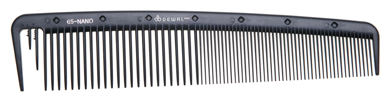 DEWAL, CO-65-NANO Расческа рабочая NANO комбинир, широкая, с раздел.зубцом, антистатик,черная 19,5см
