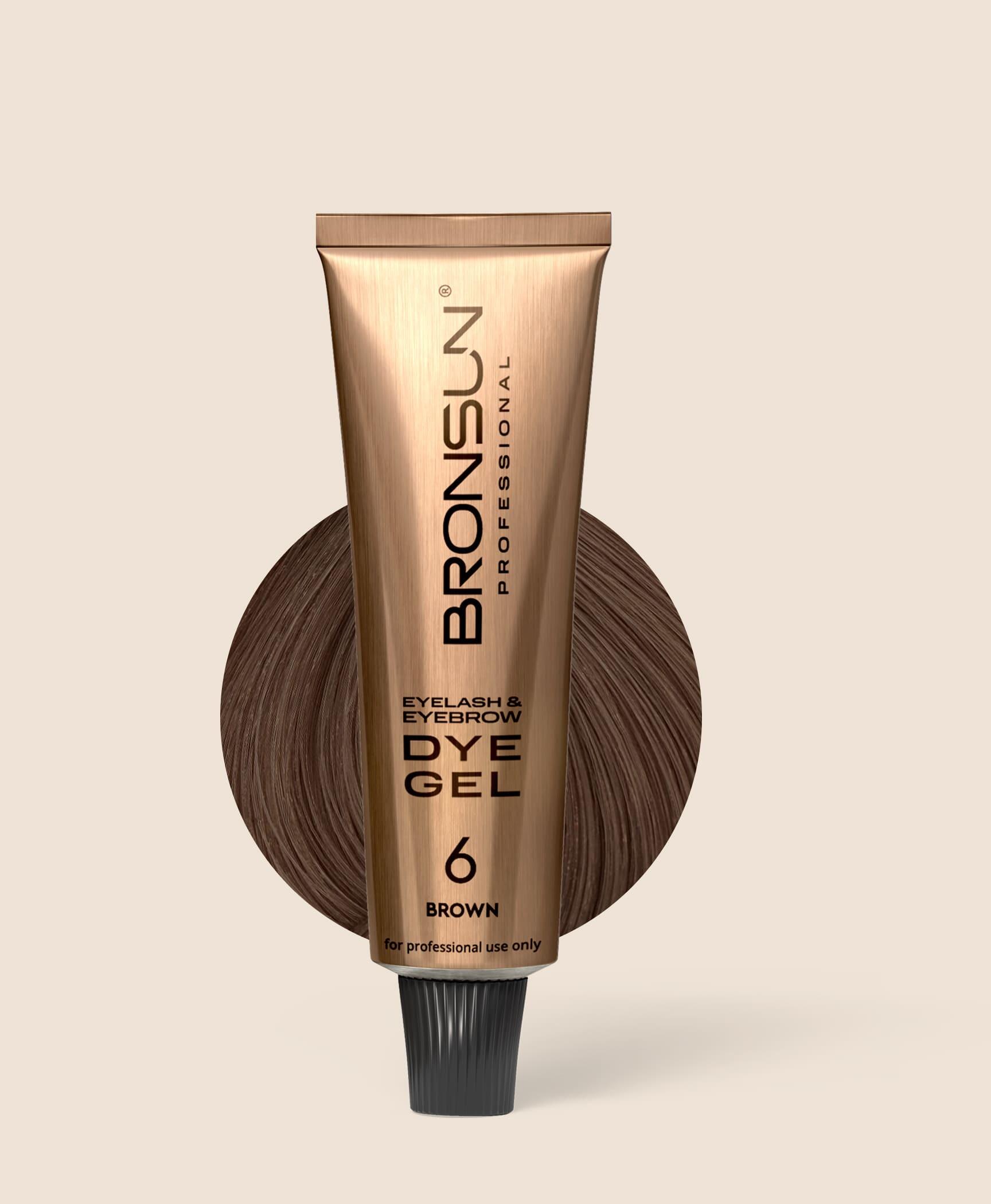 BRONSUN, NEW FORMULA, Гель-краска для ресниц и бровей, цвет коричневый #6, 15 мл (Ч/З)