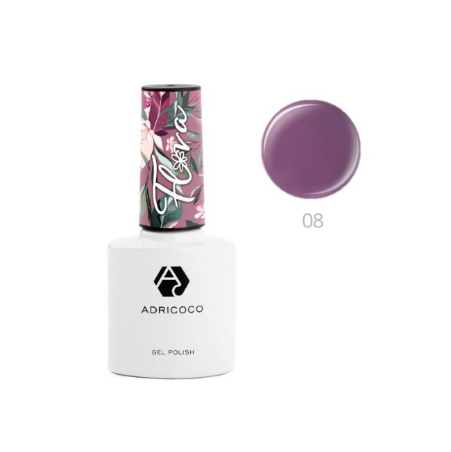 ADRICOCO FLORA, Гель-лак №08 - королевская орхидея, 8 мл