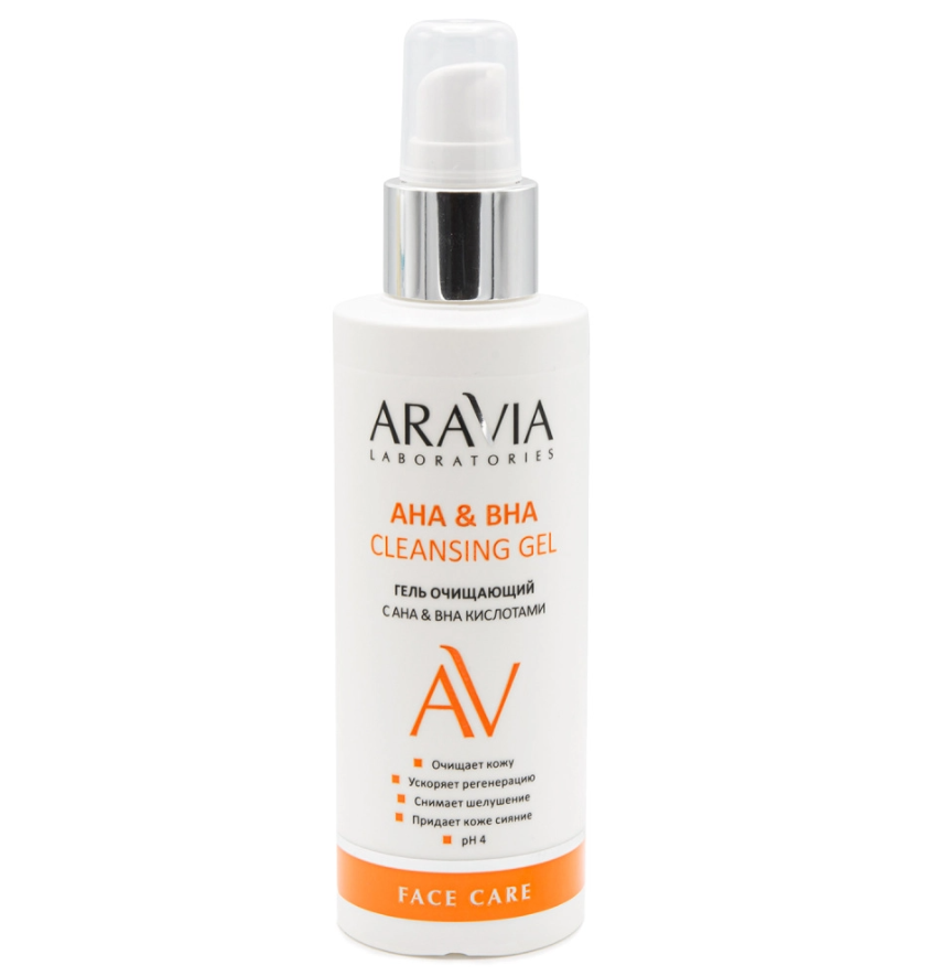 ARAVIA Laboratories А022, Гель очищающий с АНА и ВНА кислотами AHA&BHA Cleansing Gel, 150 мл