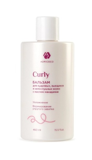 ADRICOCO CURLY, Бальзам для кудрявых, вьющихся волос с маслом макадамии, 460 мл