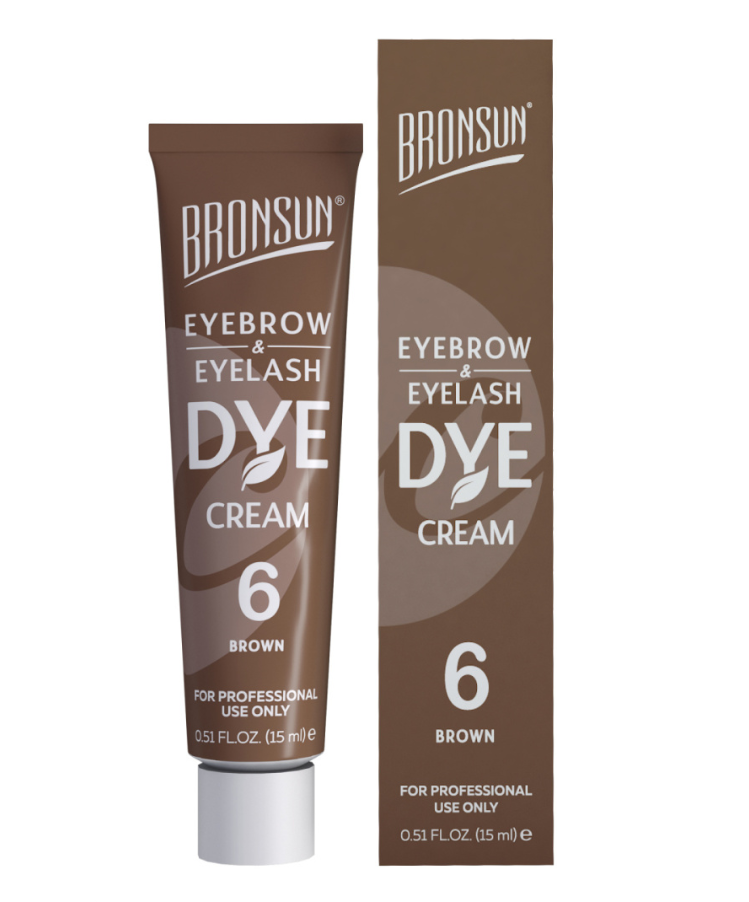 BRONSUN, КРЕМ-КРАСКА для бровей и ресниц, цвет коричневый #6, 15 мл