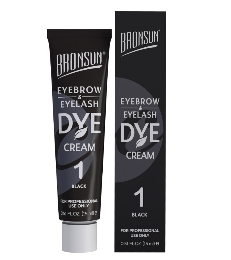 BRONSUN, КРЕМ-КРАСКА для бровей и ресниц, цвет черный #1, 15 мл