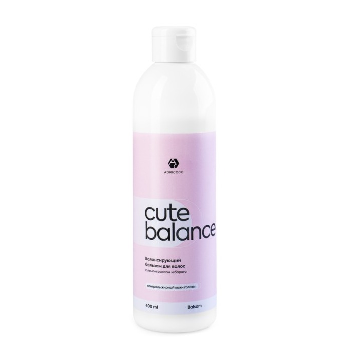 ADRICOCO CUTE BALANCE, Бальзам балансирующий для волос с лемонграссом и бораго, 400 мл