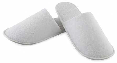 Тапочки махровые с закрытым мысом (белые), 1 пара 