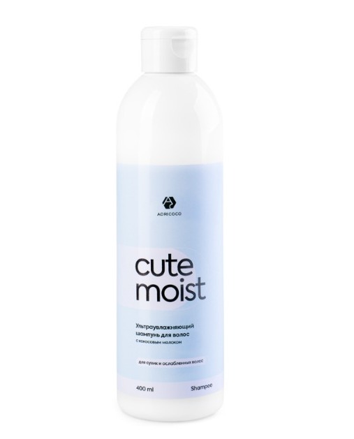 ADRICOCO CUTE MOIST, Ультраувлажняющий шампунь для волос с кокосовым молоком, 400 мл