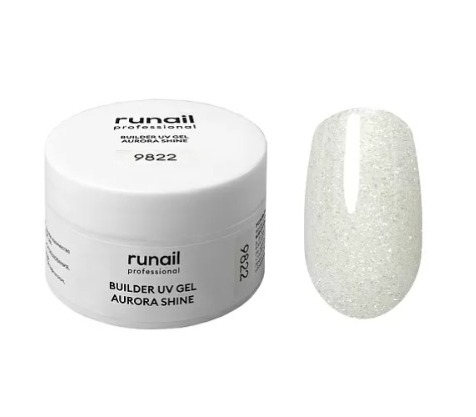 RUNAIL, Моделирующий УФ-гель c шиммером BUILDER UV GEL AURORA SHINE, 15 г №9822