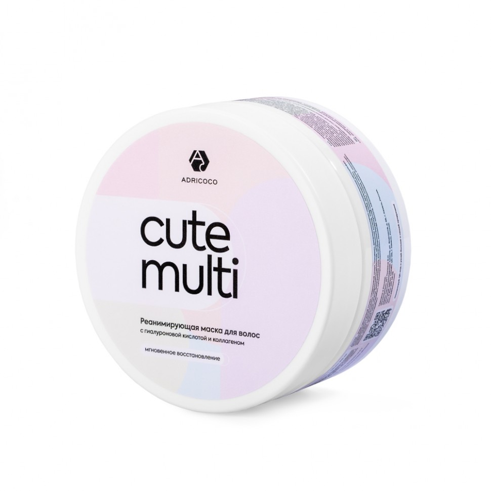 ADRICOCO CUTE MULTI, Реанимирующая маска для волос с гиалуруновой кислотой и коллагеном, 200 мл