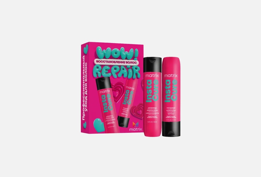 Matrix, Подарочный набор для восстановления волос Instacure, Шампунь 300 мл и Кондиционер 300 мл 