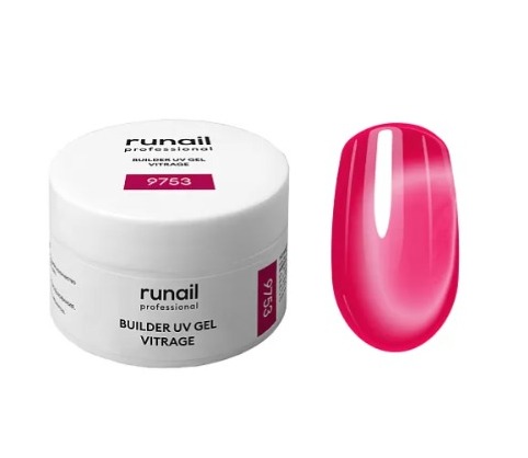 RUNAIL, Моделирующий УФ-гель витражный BUILDER UV GEL VITRAGE, 15 г №9753