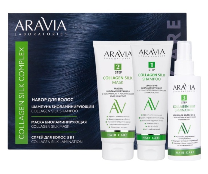 ARAVIA Laboratories, Набор для ухода за волосами и кожей головы Collagen Silk Complex, 1 шт