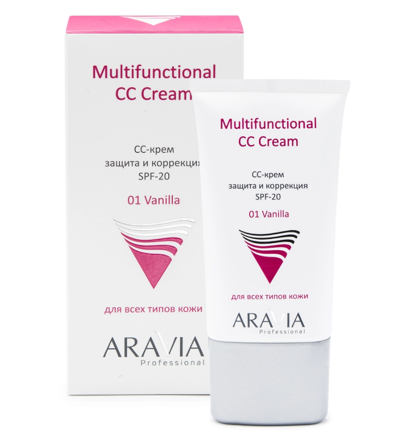 ARAVIA Professional 9206 СС-крем защитный SPF-20 Multifunctional CC Cream, Vanilla 01, 50 мл