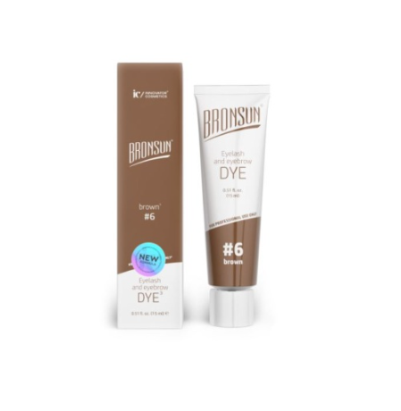 BRONSUN NEW FORMULA, Гель-краска для ресниц и бровей, цвет коричневый #6, 15 мл Ч/З