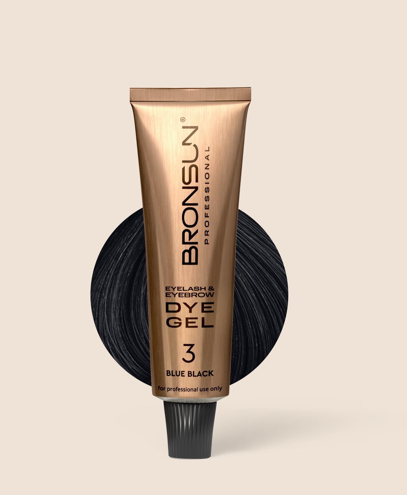 BRONSUN, NEW FORMULA, Гель-краска для ресниц и бровей, цвет иссиня-чёрный #3, 15 мл (Ч/З)
