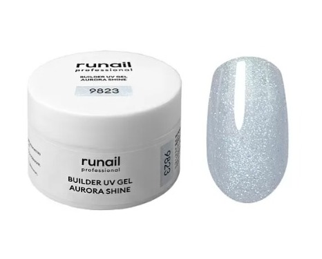 RUNAIL, Моделирующий УФ-гель c шиммером BUILDER UV GEL AURORA SHINE, 15 г №9823