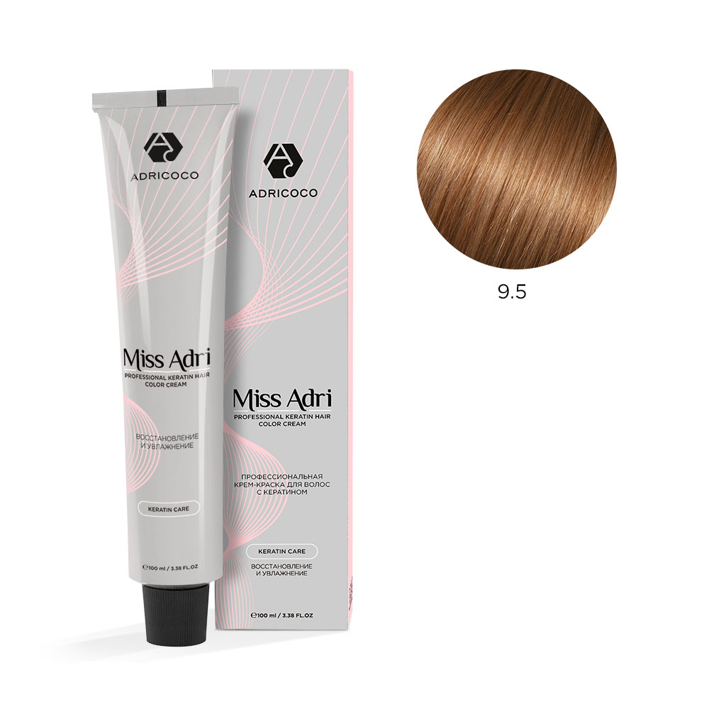 ADRICOCO Miss Adri, Крем-краска для волос 9.5 Блонд махагоновый, 100 мл